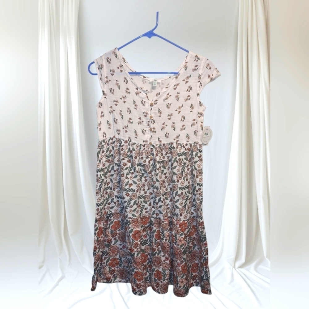 Dip Girl Floral Cap Sleeve Dress Large